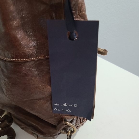 LANGELLOTTI Leather Brown Boho Convertible Bag - Picture 13 of 13